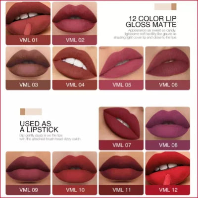 Color swatch of matt liquid lipstick shades for effortless makeup application on lips