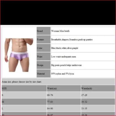 Purple Snug Men’s Pouch Underwear displayed on a partial torso model