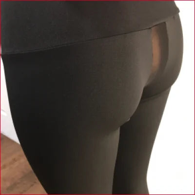 Buttocks in Exhibitionnisme Sheer Mesh Crotch Supplex Black Handmade Leggings