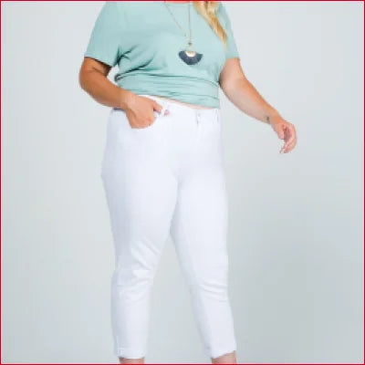 White Capri Pants with Pockets from Polished Mid Rise Boyfriend Jeans for Office Wear