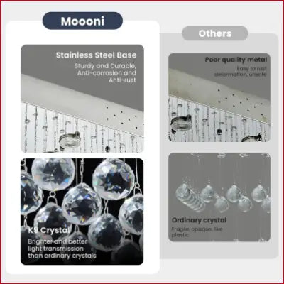 Rectangular Crystal Chandelier comparison featuring Modern Rectangular Crystal design