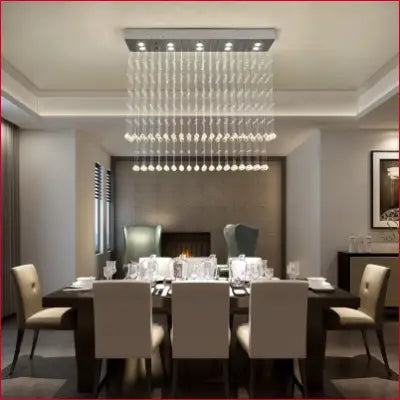 Modern Rectangular Crystal Chandelier Ceiling Lighting Fixture with 10 Lights for Dining Rooms