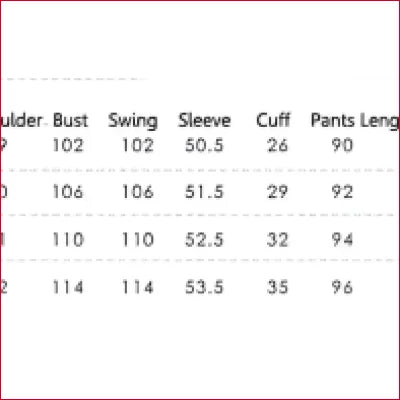 Size chart for Eco-Friendly Mulberry Pure Silk Women’s Pyjamas to ensure perfect fit