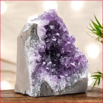 Natural Amethyst geode showcasing crystalline interior and deep purple crystal clusters