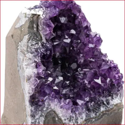 Natural Amethyst Geode with Gray Matrix showcasing crystal clusters in rich purple hues