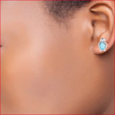 Turquoise stud earrings in silver setting from Sterling Silver Opal Penguin collection