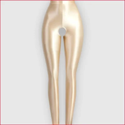 Lower half of a nude mannequin in Sexy Disco open crotch glossy leggings