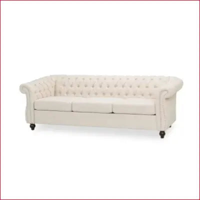 Tufted cream-colored Parksley removable cushions sofa with flared arm design