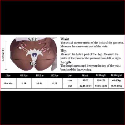 Diagram showing waist and hip measurements for Intimate Faux Pearl G-String Panties