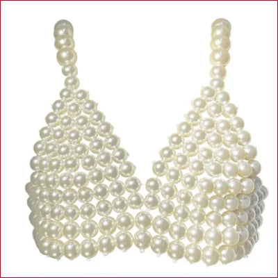 Y2K Faux Pearl Tank Tube Top featuring a triangular design of small white pearls