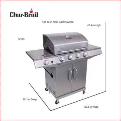 Stainless Steel Char-Broil Performance Series Silver Propane Gas Grill with Cabinet