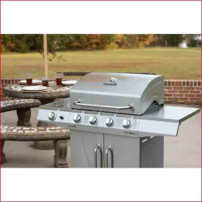 Performance Series Silver 4-Burner Liquid Propane Gas Grill with Side Burner