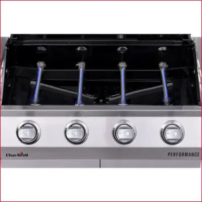 Stainless steel gas grill from Performance Series Silver, featuring liquid propane gas burner