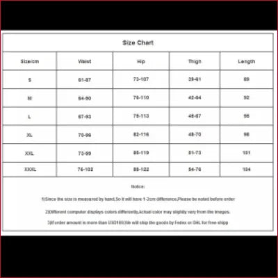 Size chart for Shiny Pink Disco Pants Leggings in sizes S-XXXL for perfect fit