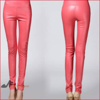 Pink High Waist Leather Leggings