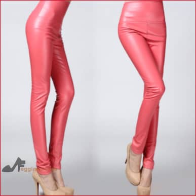 Pink High Waist Leather Leggings