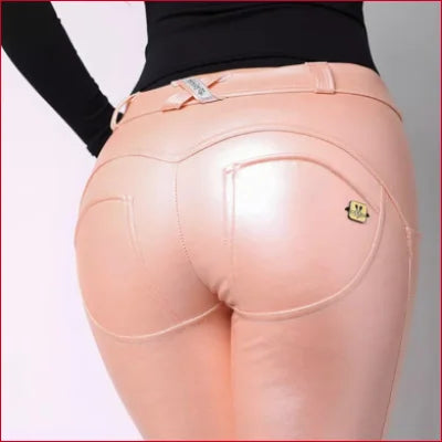 Pink Leather Leggings Womens Vegan Pants