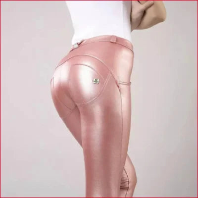 Pink Leather Leggings Womens Vegan Pants