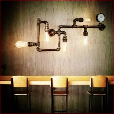 Industrial Pipe Lighting fixture with Edison bulbs for stylish home decor upgrade