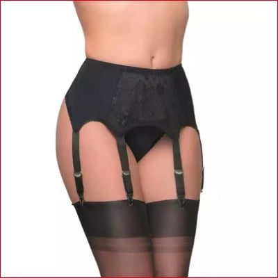 Black garter belt with stockings from Classic Porte Jarretelles for seductive glamour