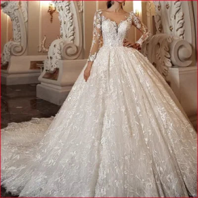Princess Wedding Dress Sleeves Bridal Gown
