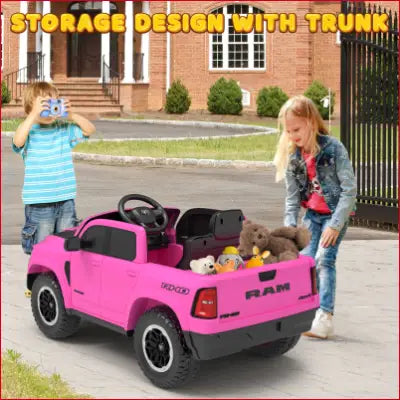 Pink RAM Ride on Car, 12V Powered Ride with Remote Control and LED Lights for kids