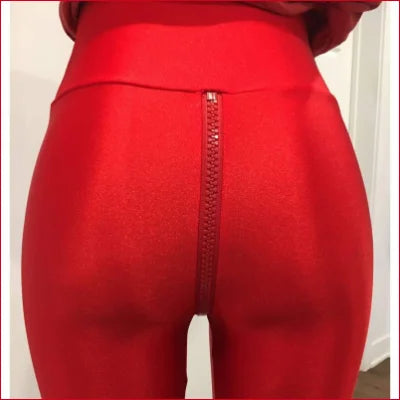 Red Crotch Zipper Leggings