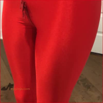 Red Spandex Crotch Zipper Leggings