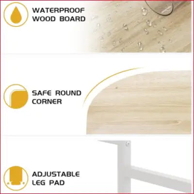 Waterproof wood board with rounded corners and adjustable leg pad for Reversible L Shaped Desk