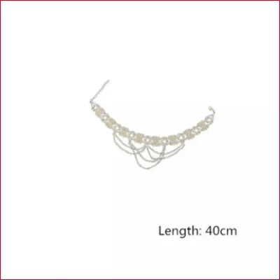 Delicate pearl necklace with draped chain details in Rhinestones Choker Chain Bridal Jewelry