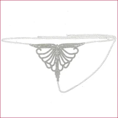 Delicate silver butterfly thong bikini with chain straps in adjustable design