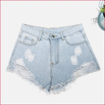 Light Washed Distressed Summer Shorts with Ripped Hems and Frayed Edges