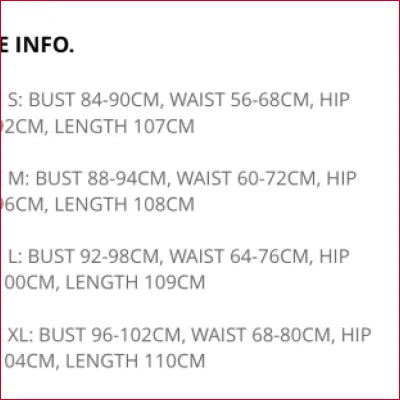 Size chart for Satin Corset Off Shoulder Bodycon Women’s Dress in S, M, L, XL