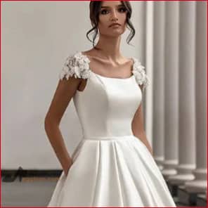 Satin Wedding Dress Scoop Bridal Gown
