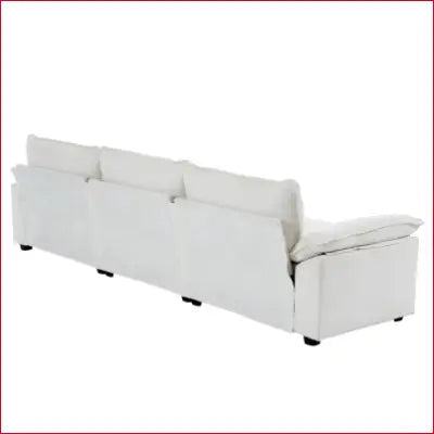 White Sectional Sofa L Shaped Couch with Chaise Living Room and Double Layer Cushions