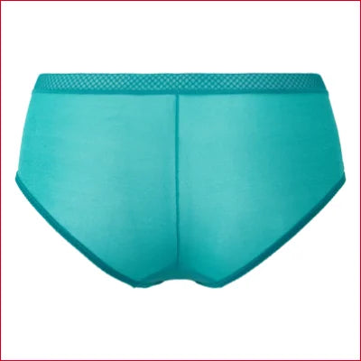 Turquoise Gossard Glossies Sheer Boyshorts with mesh waistband for style and comfort