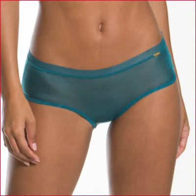 Teal Gossard Glossies Sheer Boyshorts with mesh panels for comfort and style