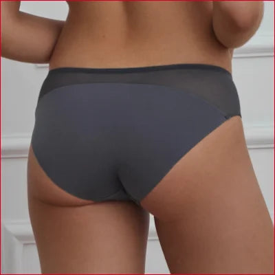 Gray Soft Sheer Mesh Bikini Panty Sharon by Dalia on a person’s lower body