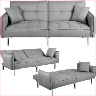 Gray convertible futon sofa, modern futon couches, perfect as a sleeper sofa couch