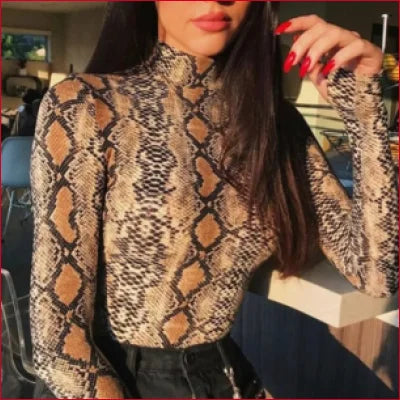 Snake Long Sleeves Womens Bodysuit