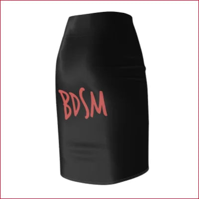 Black AOP pencil skirt featuring red BDSM print for a bold and stylish look