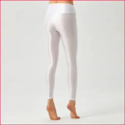 White High Waist Spandex Leggings Lycra on legs, perfect for gym and yoga exercise