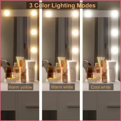 Vanity mirror with adjustable lighting for Stool Makeup Vanity and Makeup Vanity Table set