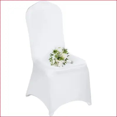 White chair cover with floral bouquet for VEVOR Polyester Spandex Chair Covers