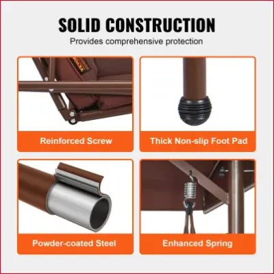 Swing construction details for VEVOR 3-Seat Patio Swing Chair and Canopy Swing