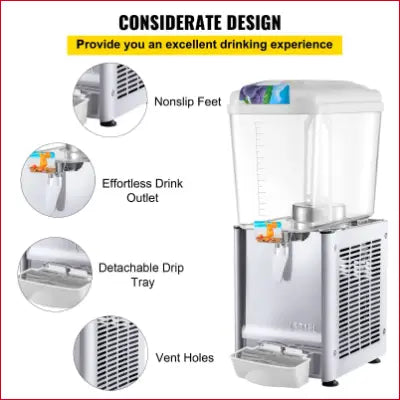 VEVOR Commercial Beverage Dispenser with drip tray for cold beverages and juice service