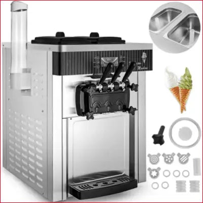 Stainless steel VEVOR Commercial Ice Cream Machine for 5.3 to 7.4Gal per hour soft serve