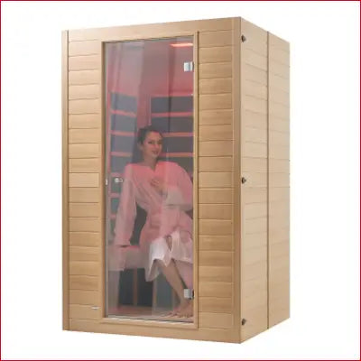 Infrared wooden sauna with glass door in VEVOR Far Infrared Home Sauna Spa for 2 Person