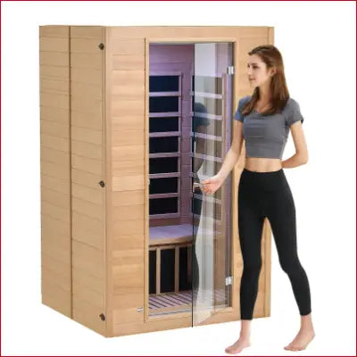 Wooden sauna with glass door ideal for home sauna spa and daily maintenance use