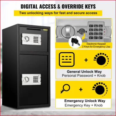 Black VEVOR Large Double Door Security Safe Box with Digital Lock for valuables